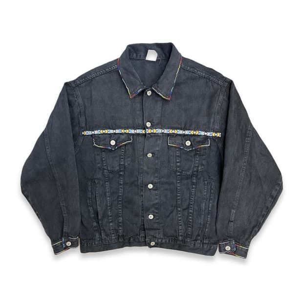 90s Custom Hemp Denim Jacket L