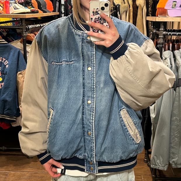 [HI] VTG 데님 바시티 자켓 진청