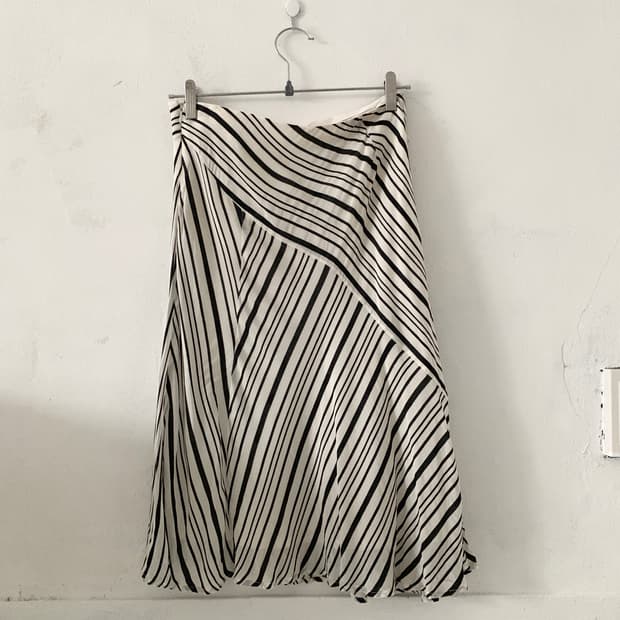 Black & White Stripe Midi Skirt