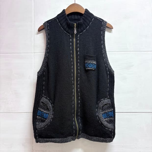 Plaisir Femme 울 스티치 히피 니트 베스트  JPN