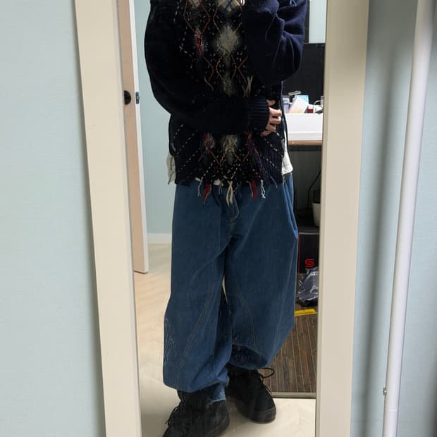 Maison Margiela  디스트로이드 아가일 니트 M