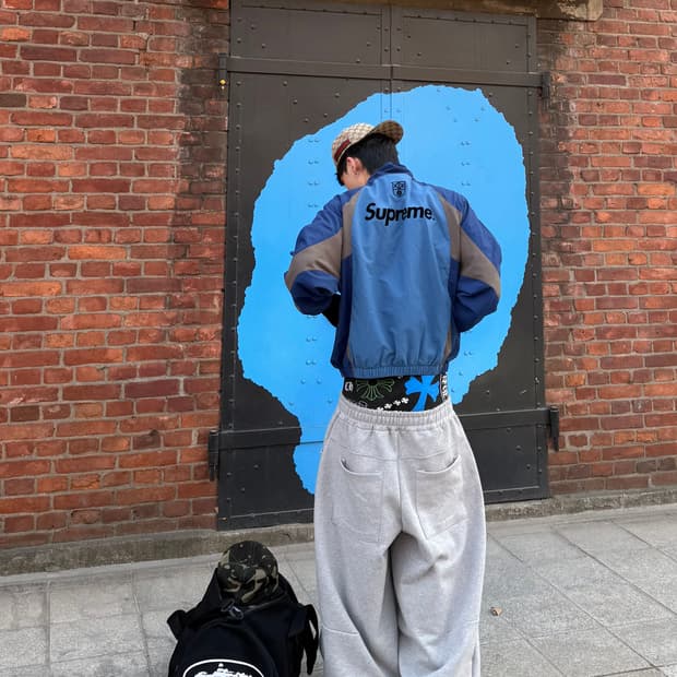 슈프림 s로고 트랙자켓 네이비 m