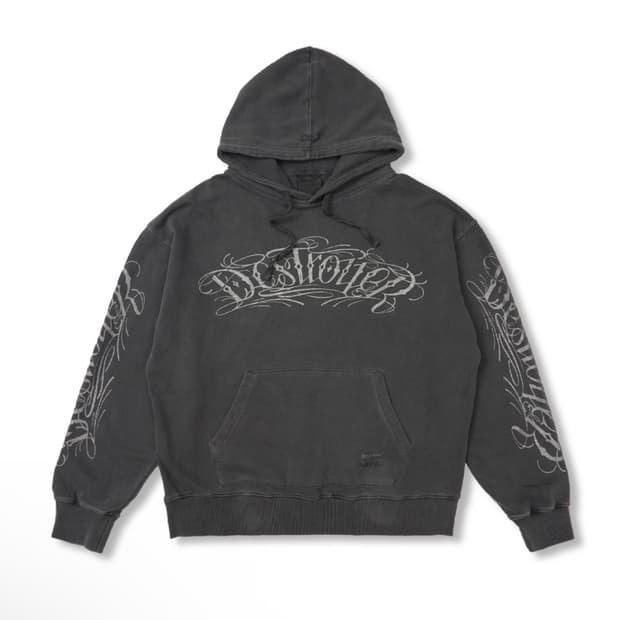 스티그마 워시드 피그먼트 차콜 후드 티셔츠 XL