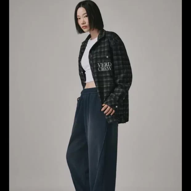 버던트 (기모) 빈티지 워싱 사선 절개 라인 스웨트 팬츠 [네이비](M)