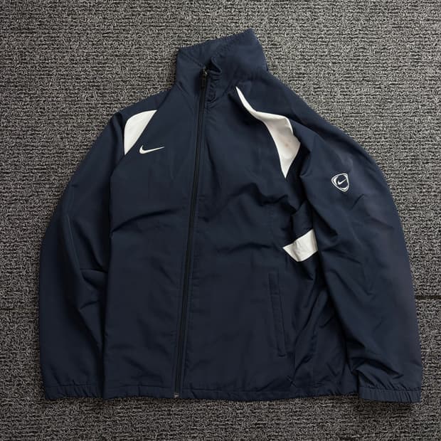 00s 나이키 올드스쿨 스우시 네이비 배색 바람막이 자켓 2203