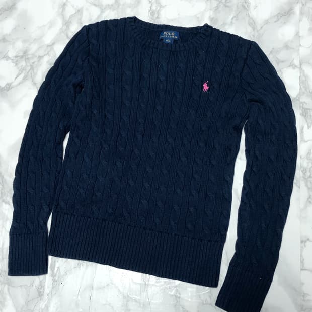 폴로 랄프로렌 꽈배기 니트 네이비 깔끔