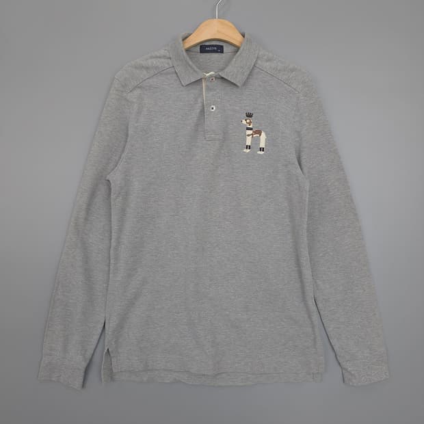 헤지스 HAZZYS 크라운 자수 긴팔 카라티 100