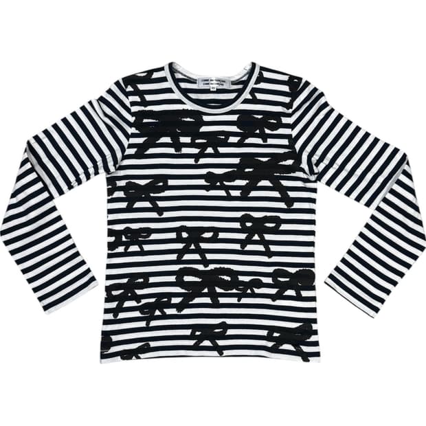 2008 꼼데가르송 무수한 리본 스트라이프 롱슬리브 티셔츠