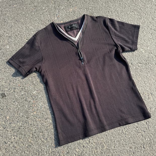 Zip Detail Rib T-Shirt