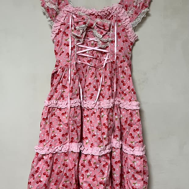 바디라인 리본 히메갸루 체리 원피스