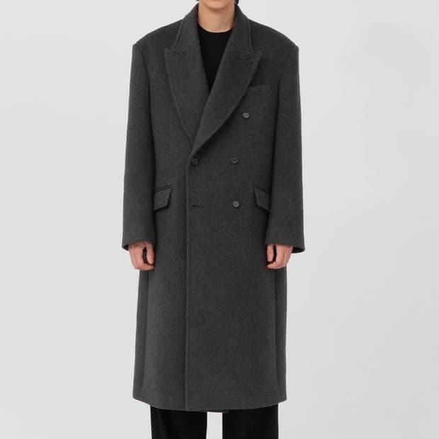 브라운야드 더블 브레스티드 코트 차콜 (4)