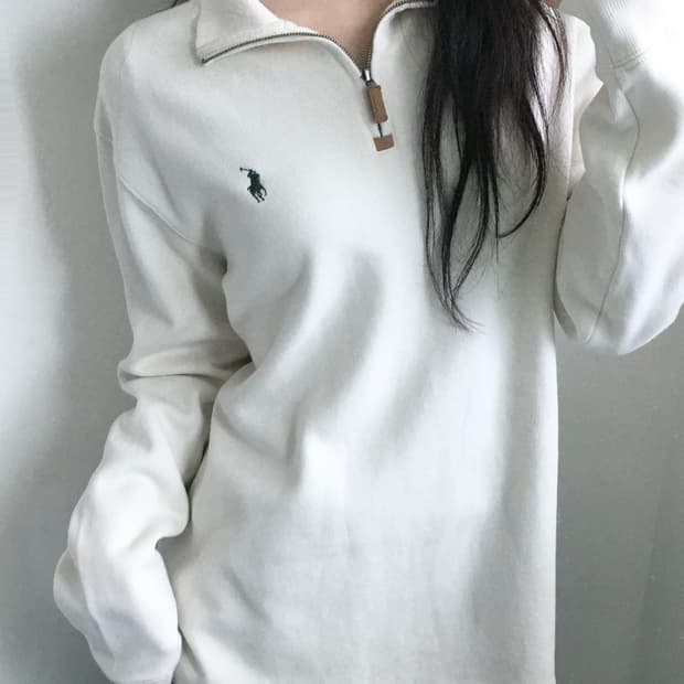Polo 폴로 랄프로렌 크림 하프집업 니트