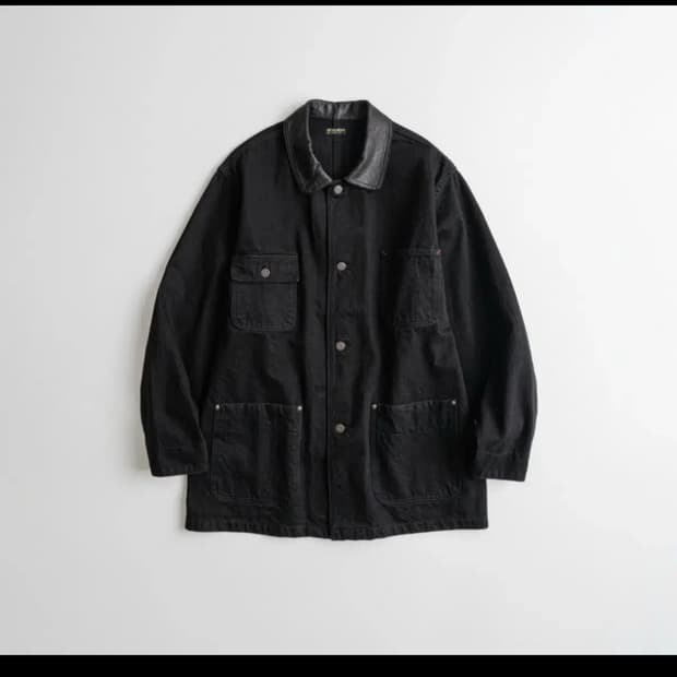 비헤비어 워시드 레더카라 커버올 자켓 블랙 4사이즈