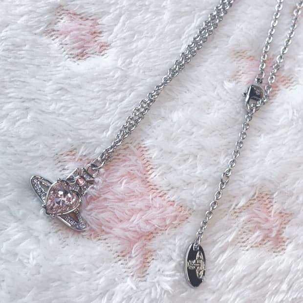 비비안웨스트우드 목걸이 아리엘라 크리스탈 핑크 실버 목걸이