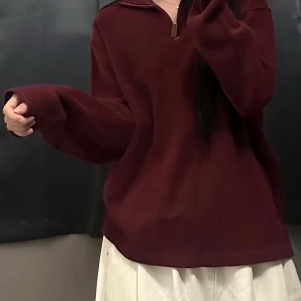 폴로 랄프로렌 버건디 반집업 니트