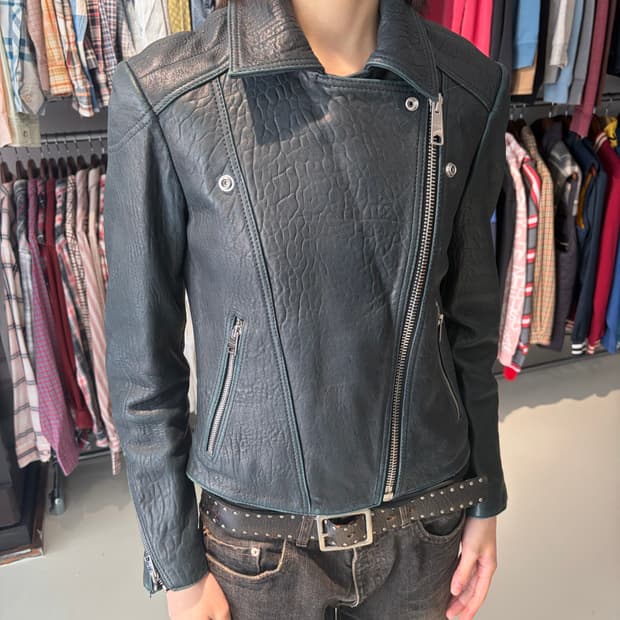 All Saints 크롭 바이커 레더 자켓