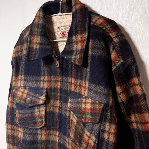 XENON MEN 빈티지 체크 울 쉐르파 자켓