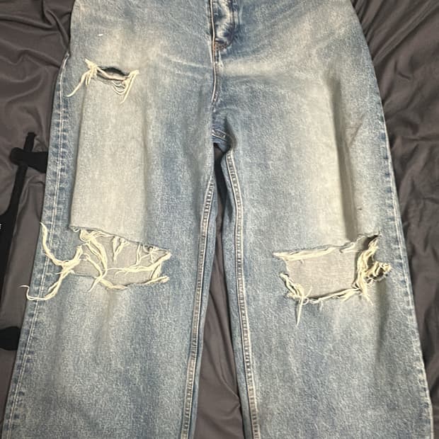 발렌시아가 디스트로이드 슈퍼 라지 배기 팬츠 블루 XS