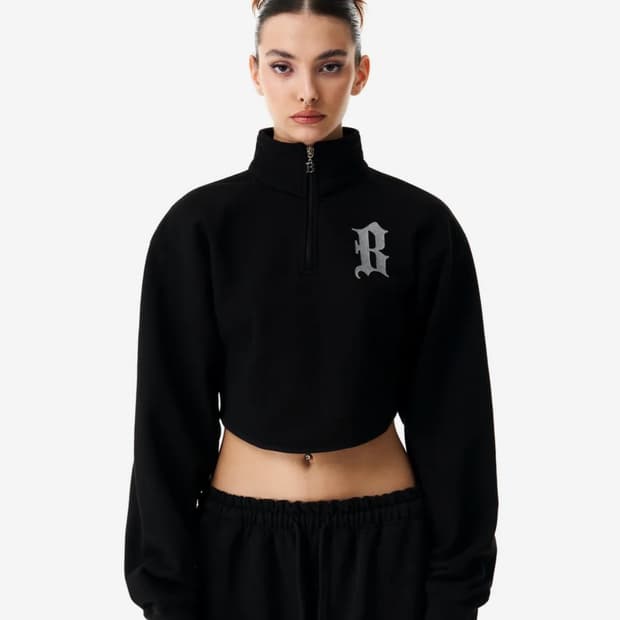 배디 Newness Half Zip Sweatshirt Black