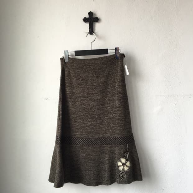 Flower point knit skirt