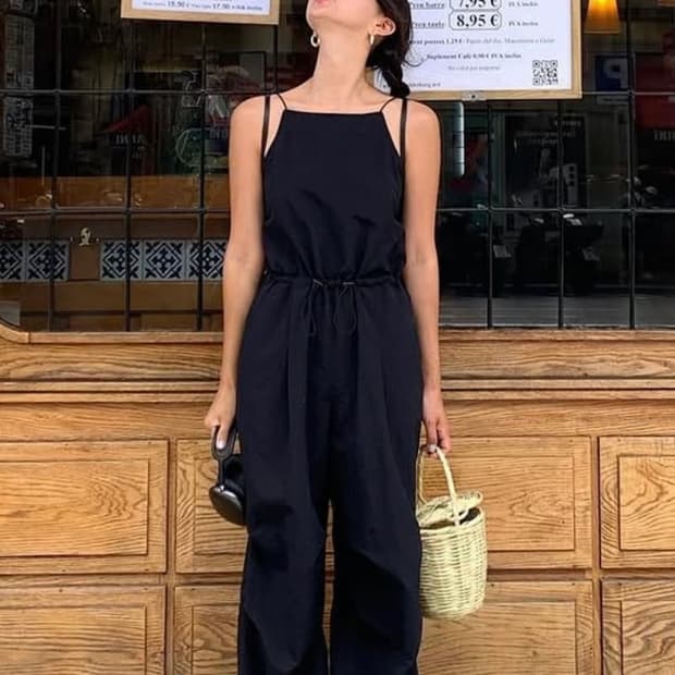 le/parachute sleeveless jumpsuit (black)