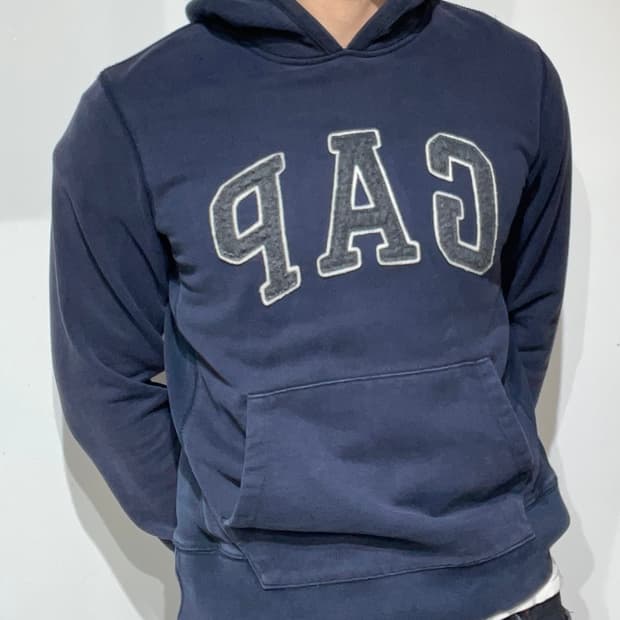 갭 빅로고 네이비 후드티 
