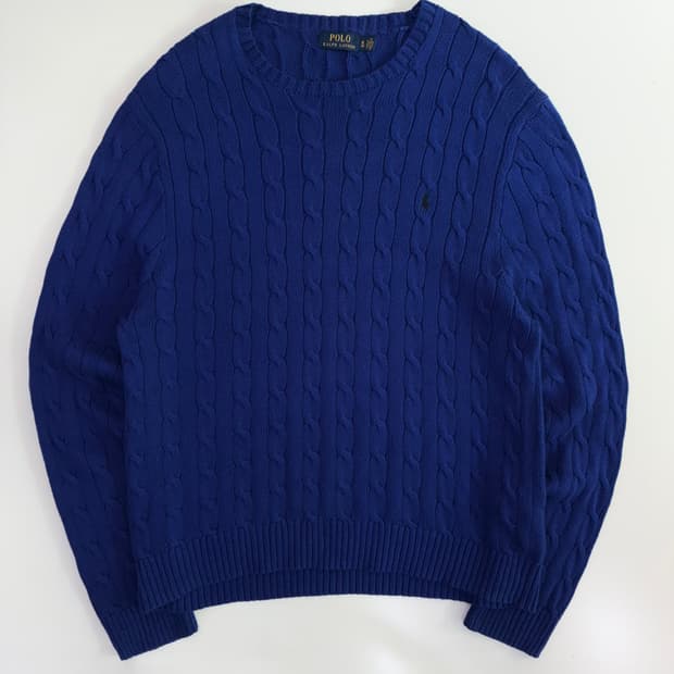 Polo  폴로 랄프로렌 신형 블루 코튼 케이블 니트