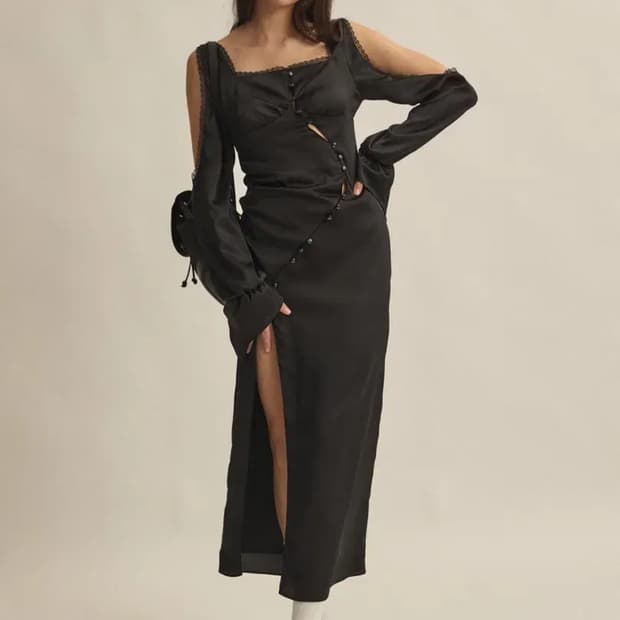 쓰리타임즈 쓰탐 안젤라 드레스 롱 원피스 블랙