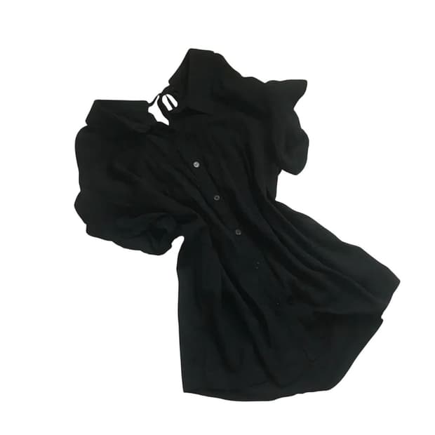 뒷 셔링 반팔 린넨 셔츠