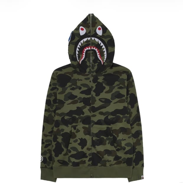 [XL] 베이프 퍼스트 카모 샤크 풀 집 후드 아미 그린