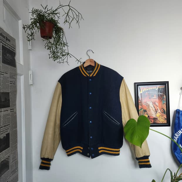 80s Butwin 레더 울 바시티 자켓(USAmade)