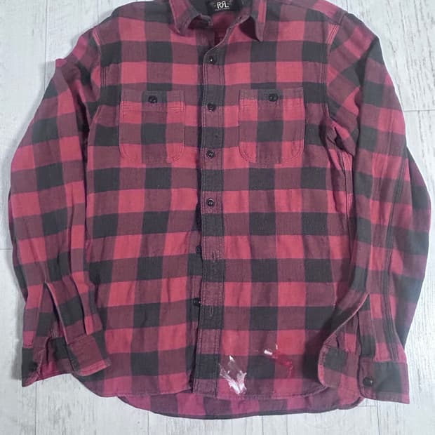 RRL 플레드 워크 셔츠 레드 S