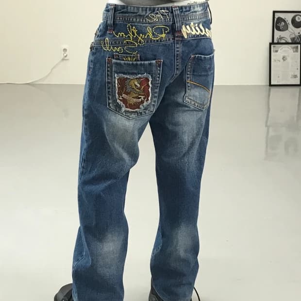 JPN 데님 프린팅 팬츠