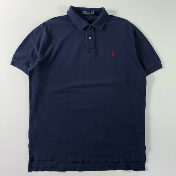 Polo 폴로 랄프로렌 자수 코튼 네이비 카라 반팔티셔츠