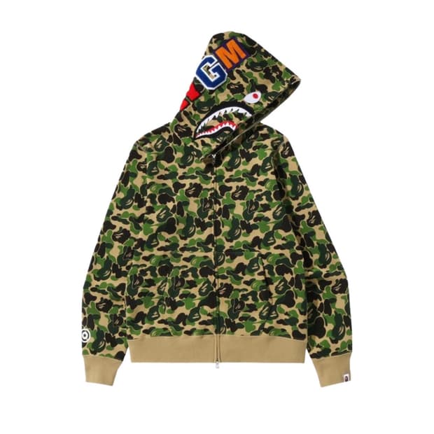 베이프 ABC 카모 샤크 풀 집 후드 그린 L