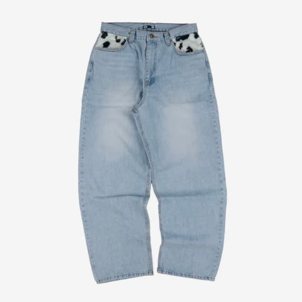이알티알 Cow Star Denim Pants Light Blue