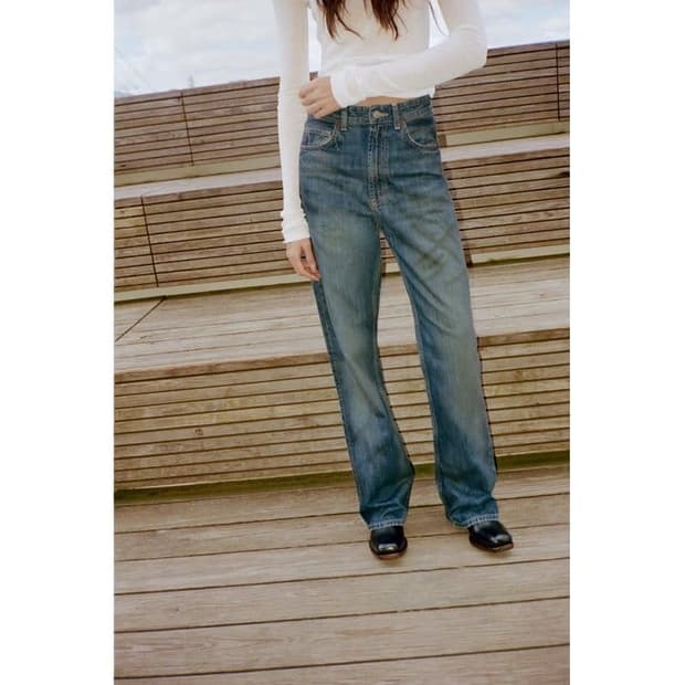 자라 TRF 와이드레그 하이웨이스트 풀렝스진 6045/224 인디고블루