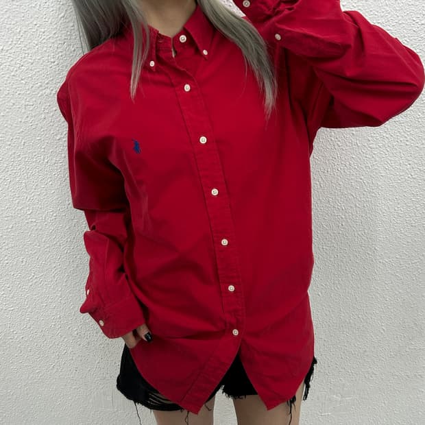 폴로 랄프로렌 블루포니 레드 셔츠 M