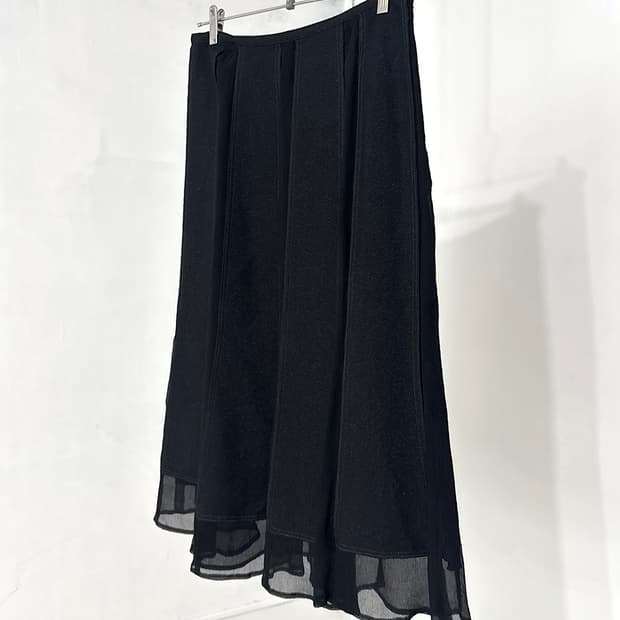 Feminine Black Patchwork Maxi Skirt