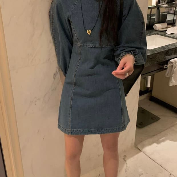 Poster 포스터 스탁 데님 원피흐
