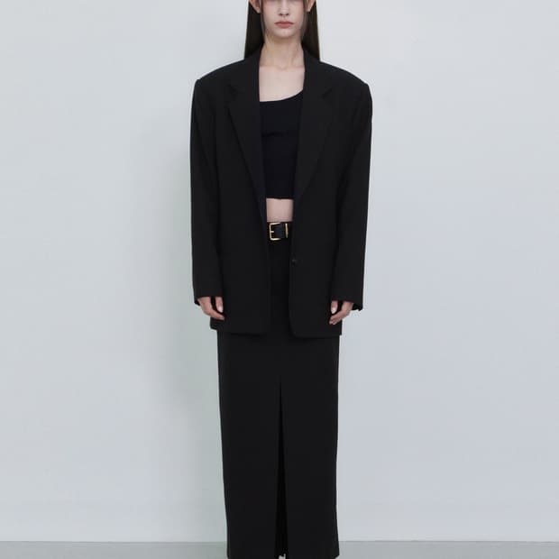 노머 normor 투버튼 자켓 블레이저 하프 코트 정장 수트 블랙 검정