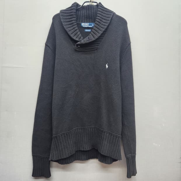 폴로랄프로렌 화이트포니 코튼 숄카라 니트M(L)