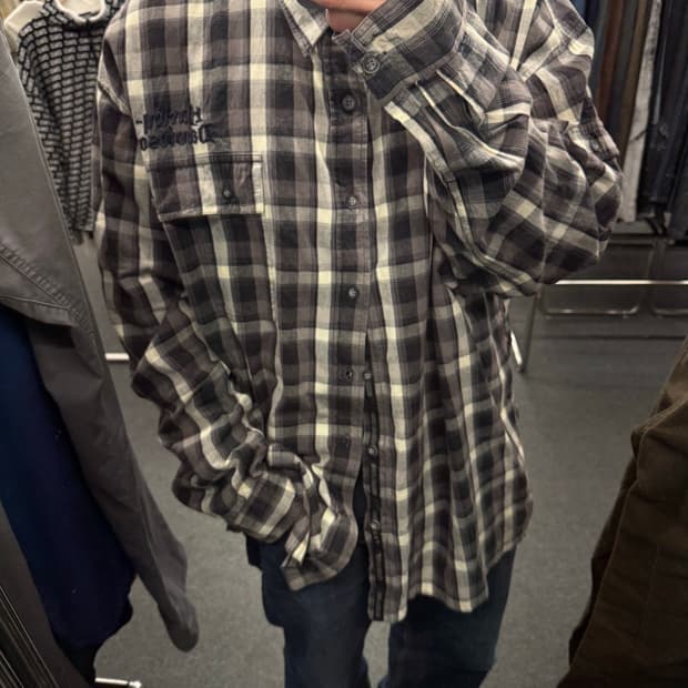 3XL)할리데이비슨 빈티지 자수 체크 긴팔셔츠