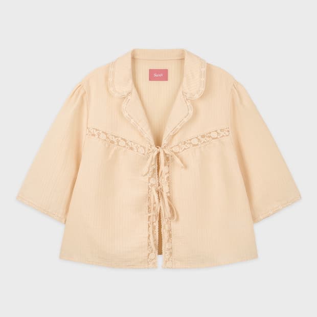 Lace Ribbon Blouse (Apricot)