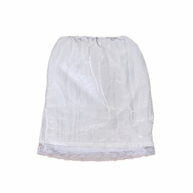 하이스쿨디스코 레이스 슬립 미디 스커트 아이보리