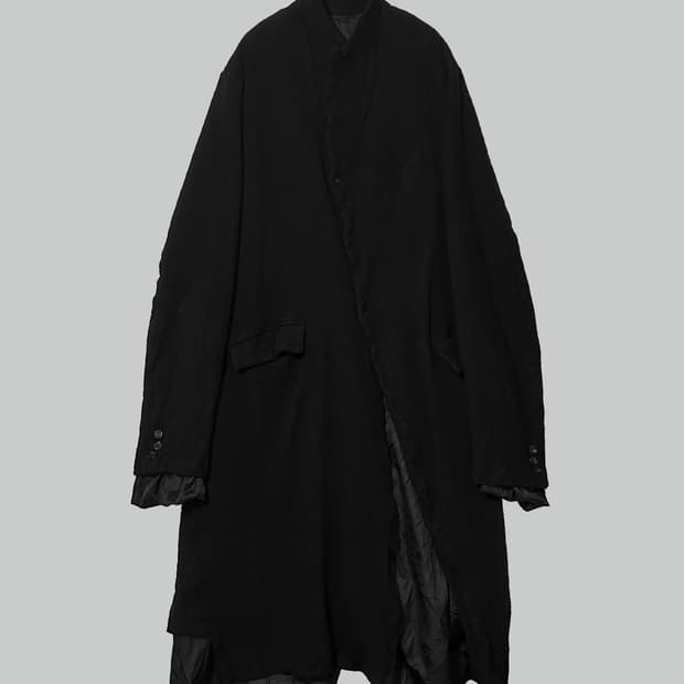 꼼데가르송 옴므 플러스 사선 축융 울 롱코트