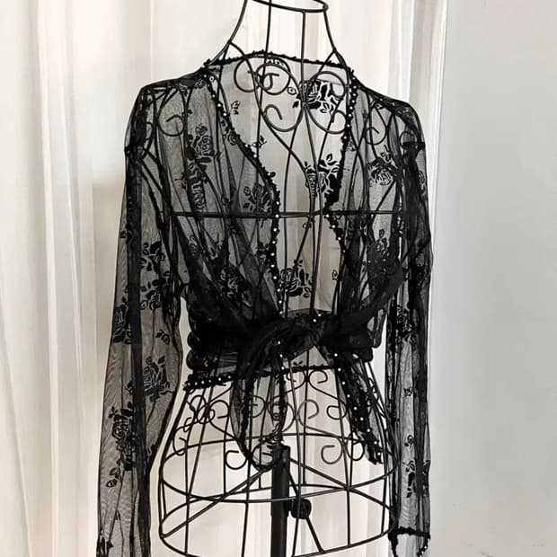 갸루 시스루 가디건 오네갸루 베메클 장미 집업