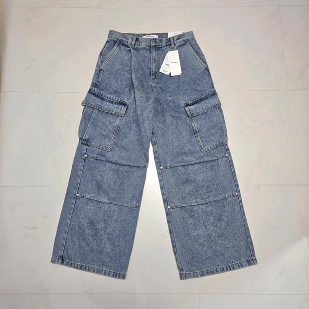 L 새상품 어반드레스 사이드 빅 카고팬츠 데님