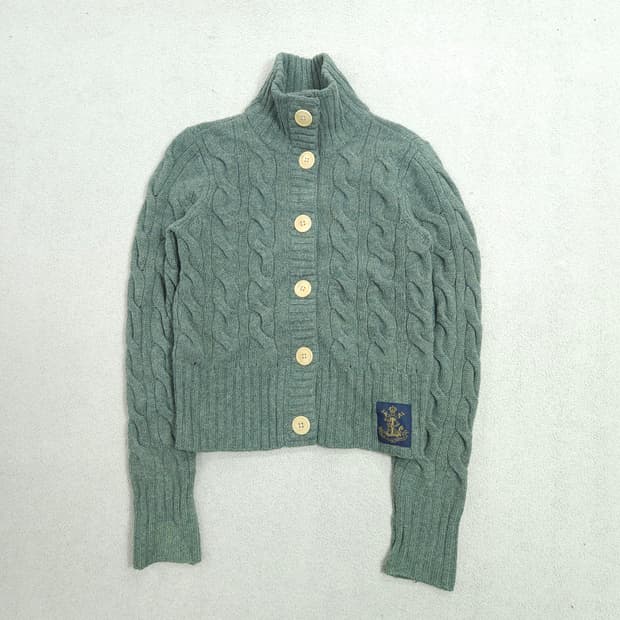 폴로진스 램스울 하이넥 케이블 가디건 XS