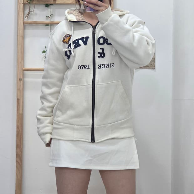 [프립]M/디커버리 아치로고 덤블(보아털) 안감 후드 집업